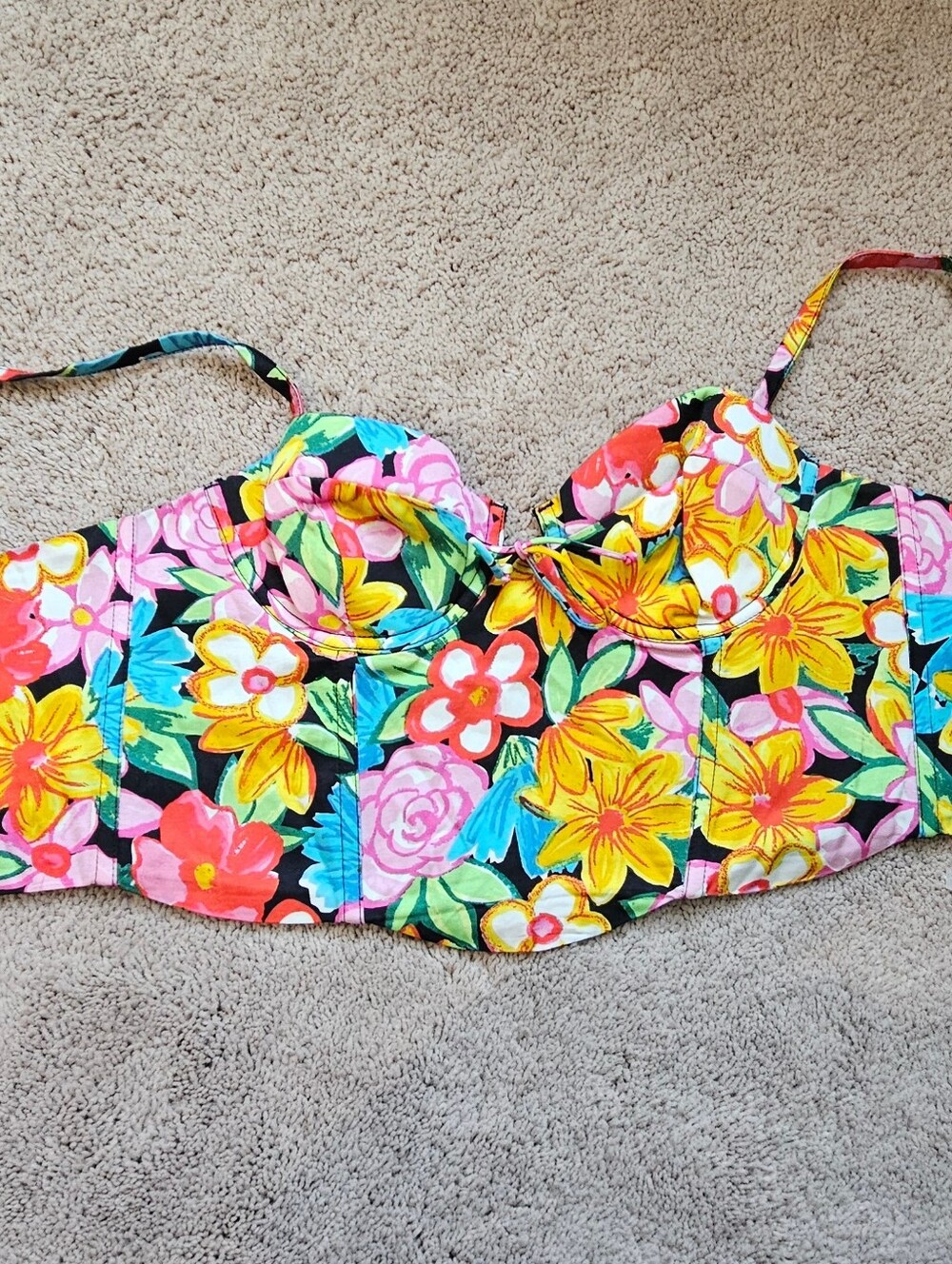 For Love & Lemons Mallory floral print bustier top Vibrant  adjustable straps SM